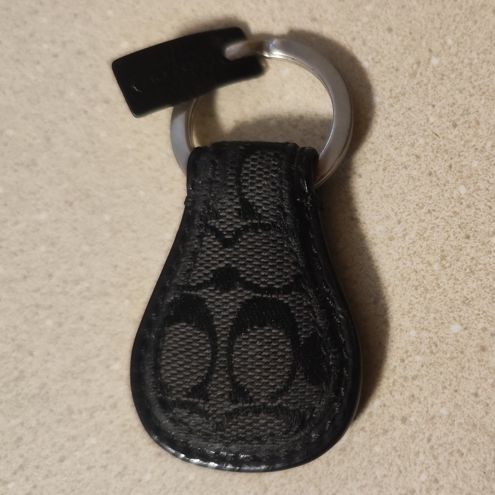 Coach Black Signature Keychain